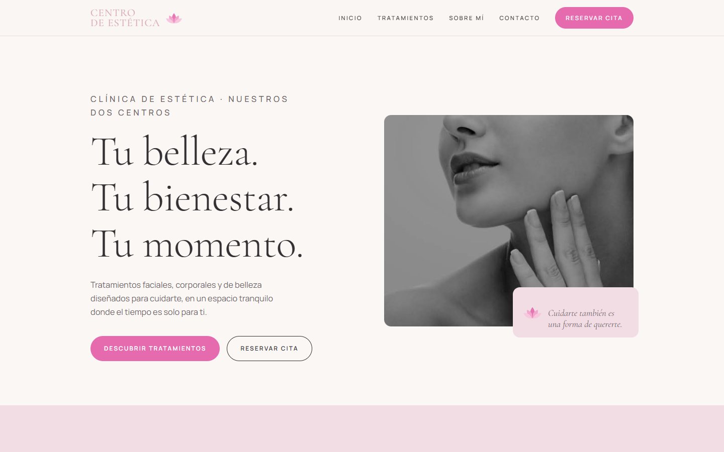 Portada de la web de la clínica (nombre anonimizado)